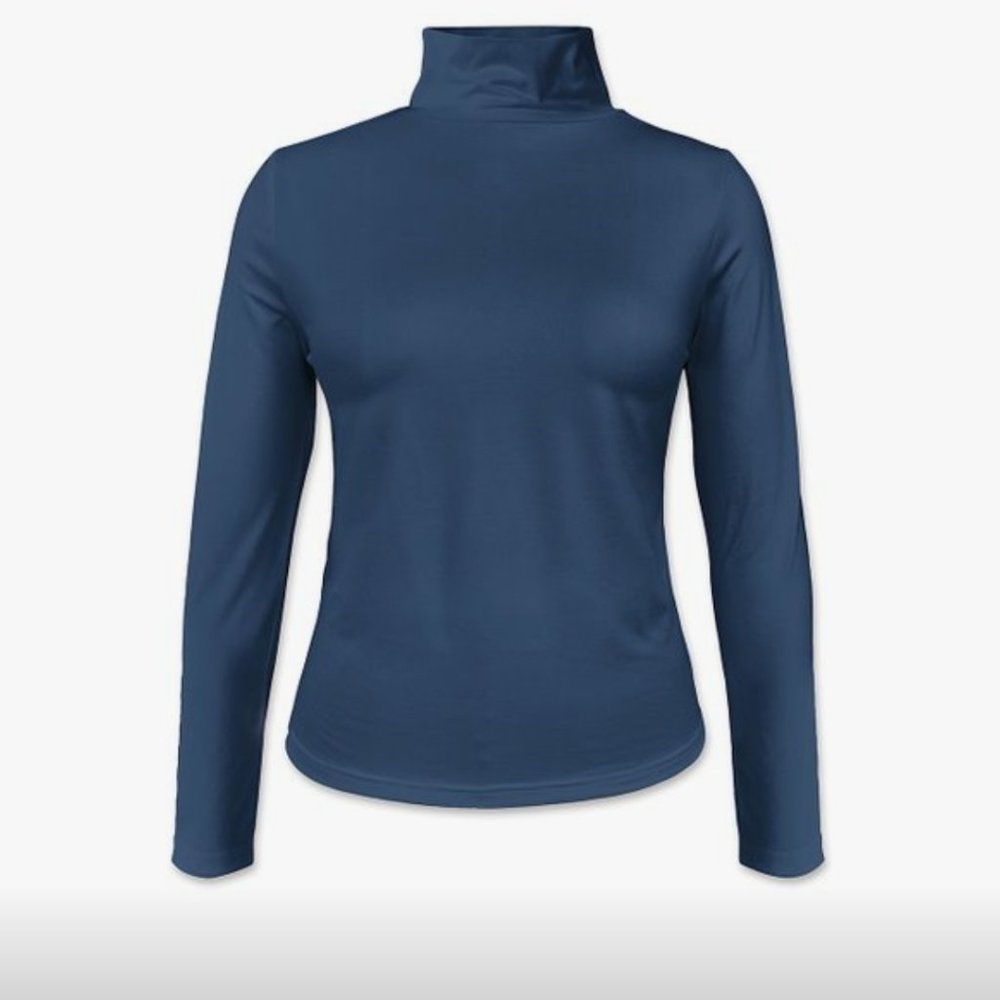 Navy Blue Long-Sleeve Turtleneck Top